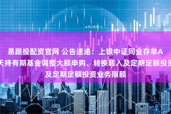 易跟投配资官网 公告速递：上银中证同业存单AAA指数7天持有期基金调整大额申购、转换转入及定期定额投资业务限额